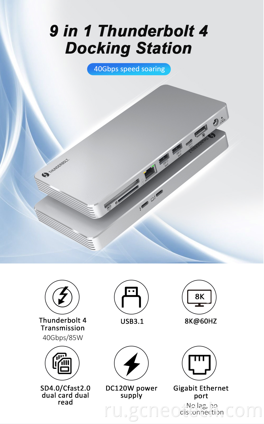 Thunderbolt 4 Docking Station 40Gbps High Speed Transfer